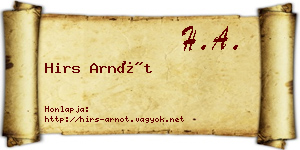 Hirs Arnót névjegykártya